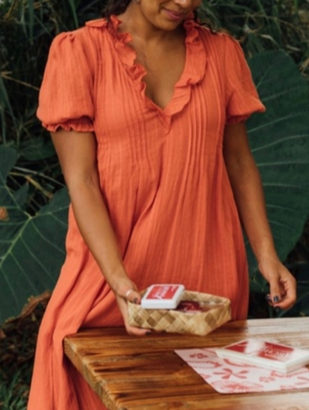 Auguste The Label Organic Cotton Coral Ruffle-Trim Maxi Boho Coastal Dress XL